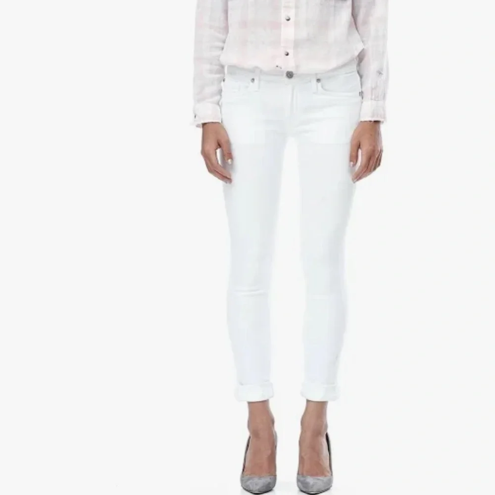 Hudson Jeans Tally Crop white jeans rolled cuffs‎ skinny Sz 26